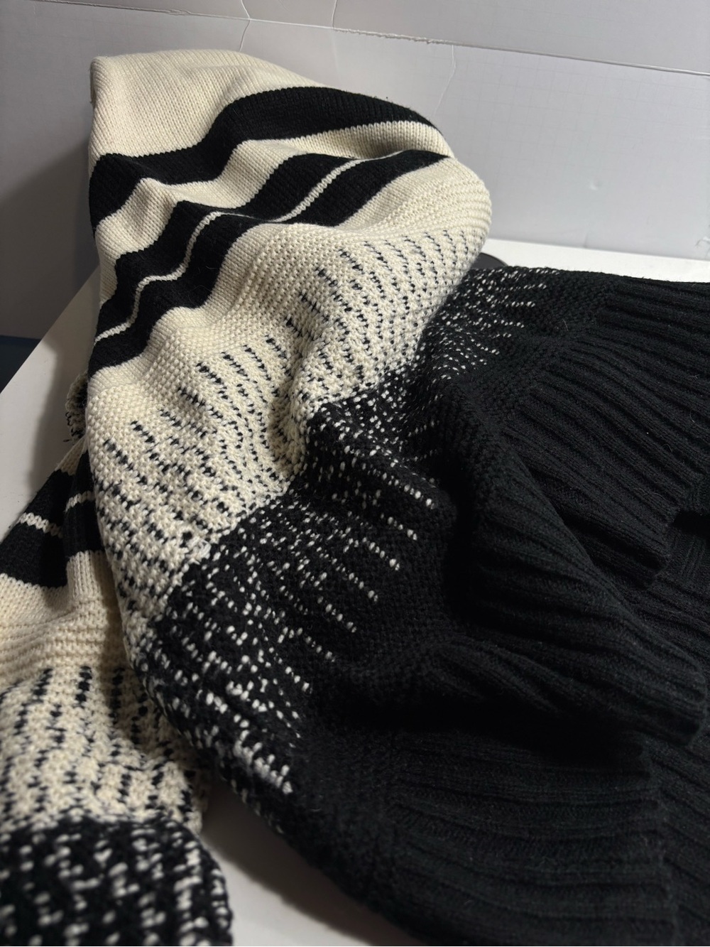 Line Knitwear Black & Cream Striped Open Front Cardigan - Picture 3 of 5